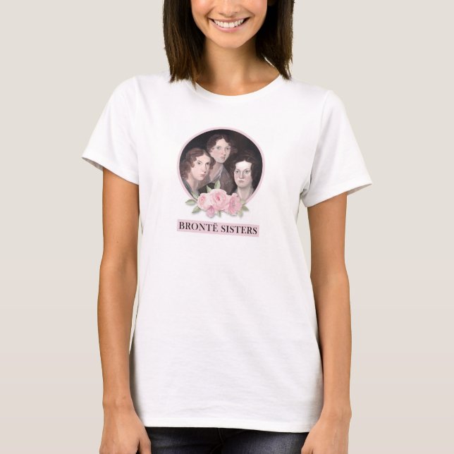 T-shirt Portrait de soeurs Bronte avec roses roses roses (Devant)