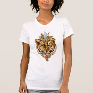 T-shirt Portrait de style de Boho de tigre