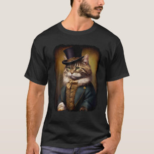 T-shirt Portrait De Style vintage D'Un Élégant Chat Drôle 