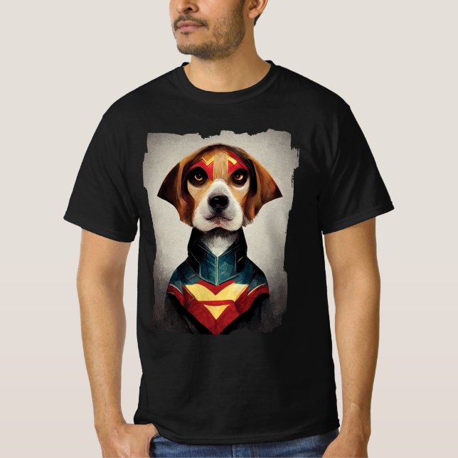 T-shirt Portrait de Superhero Dog | (Devant)