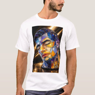 T-shirt Portrait de verre géométrique – Homme abstrait mod