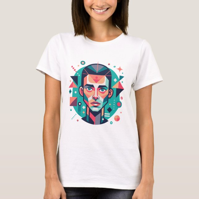T-shirt Portrait de visage géométrique (Devant)