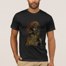 T-Shirt Portrait Doré de Femme Africaine - Culture