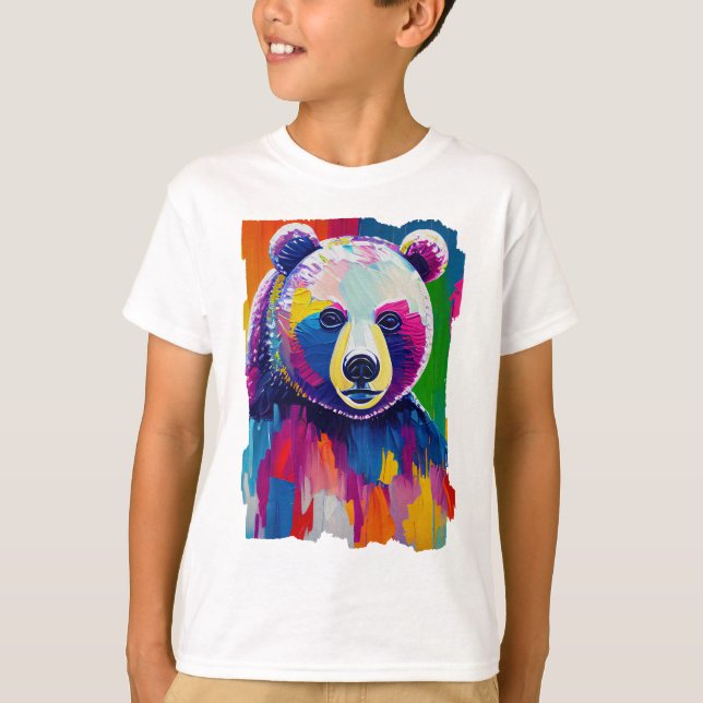 T-shirt Portrait d'ours coloré (Devant)