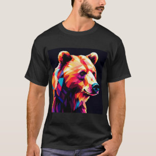 T-shirt Portrait d'ours géométrique coloré