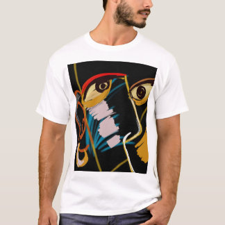 T-shirt Portrait du guerrier : Résumé de l'huile primitive