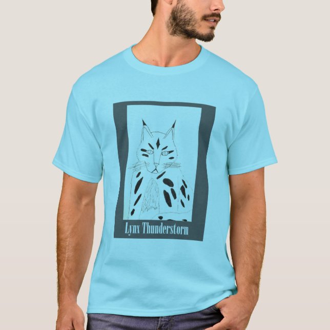 T-shirt Portrait du Lynx bleu (Devant)