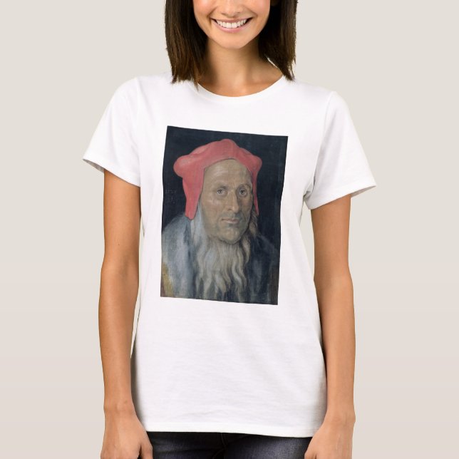T-shirt Portrait d'un homme à poils dans un Casquette roug (Devant)