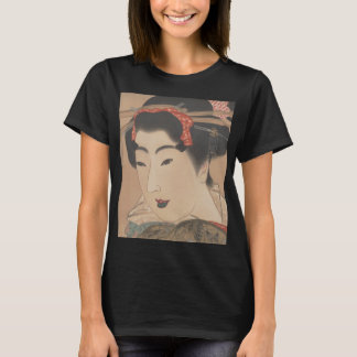 T-shirt Portrait d'une femme avec éventail blanc – Japon v
