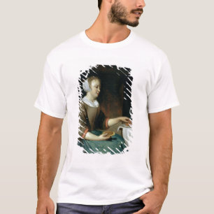 T-shirt Portrait d'une fille assise à un Tableau