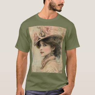 T-shirt Portrait élégant de dame victorienne vintage avec 
