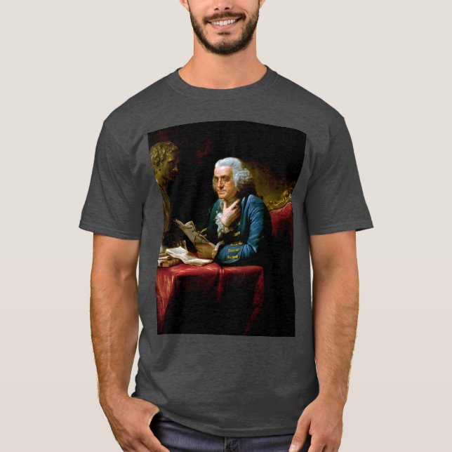T-shirt Portrait en miniature, Benjamin Franklin Père fond (Devant)