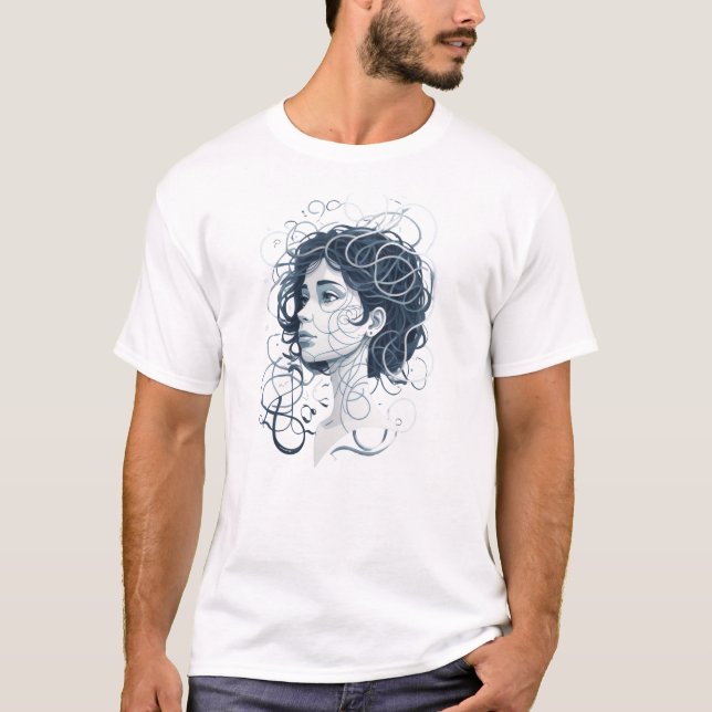 T-shirt Portrait Ethereal Femme - Cheveux Abstrait (Devant)