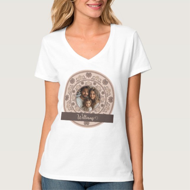 T-shirt Portrait familial personnalisé Neutres chauds Mand (Devant)