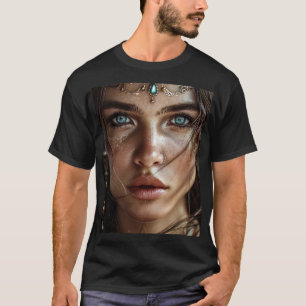 T-shirt portrait femme mystique à yeux bleus