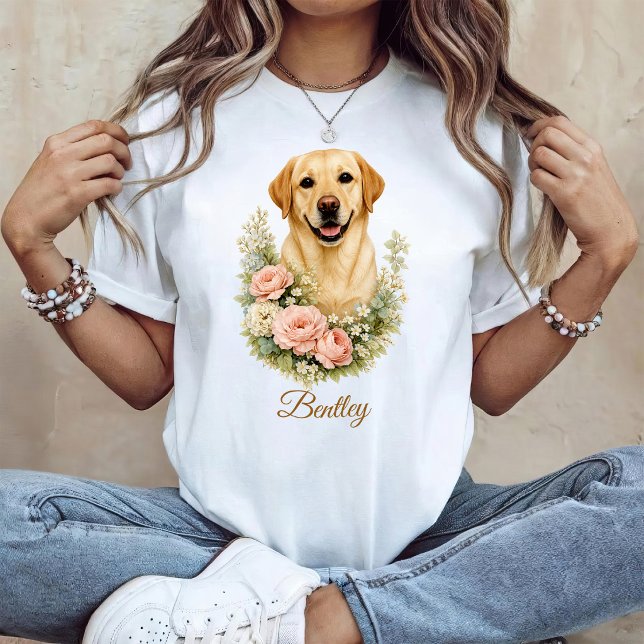 T-shirt Portrait Floral Labrador (Créateur téléchargé)