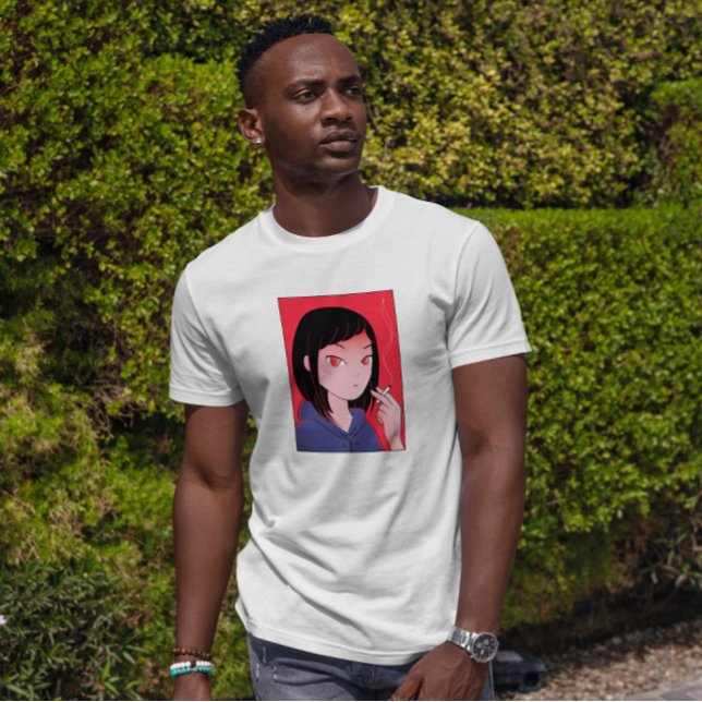 T-shirt Portrait Fumeur d'Anime fille (Créateur téléchargé)