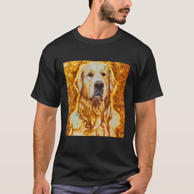 T-shirt Portrait Golden Retriever Gustav Klimt Style 1 (Devant)