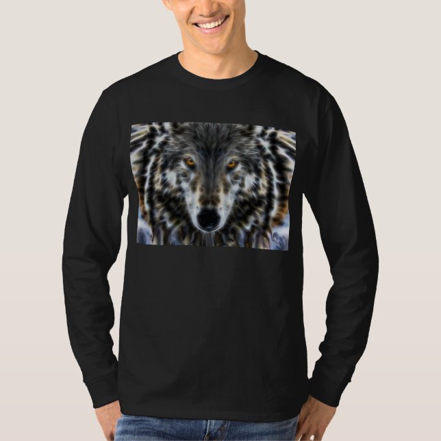 T-shirt Portrait graphique inspirant de loup (Devant)