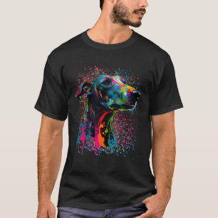 T-shirt Portrait gris de Splash coloré Propriétaire du chi