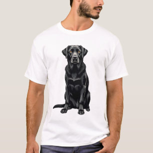 T-shirt Portrait Illustré de Chien Labrador Retriever Noir