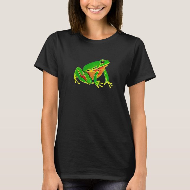 T-shirt Portrait impressionniste de grenouille verte Amphi (Devant)