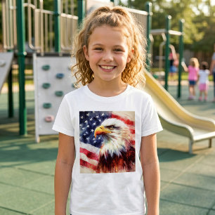 T-shirt Portrait majestueux de l'aigle américain avec le d