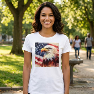 T-shirt Portrait majestueux de l'aigle américain avec le d
