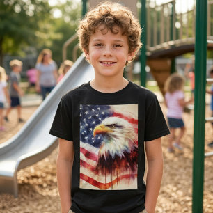 T-shirt Portrait majestueux de l'aigle américain avec le d