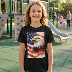 T-shirt Portrait majestueux de l'aigle américain avec le d