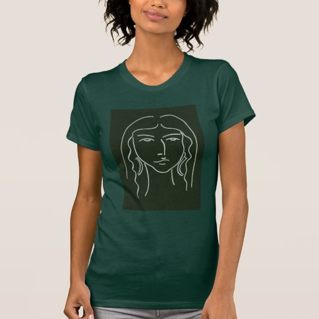 T-shirt Portrait malachite avec cheveux longs (Devant)