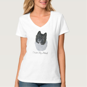 T-shirt portrait mignon de chien d'akita de Japonais avec