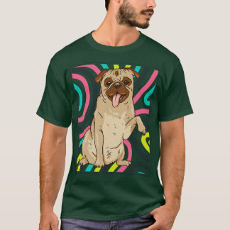 T-shirt Portrait mignon et coloré d'un chien Carlin