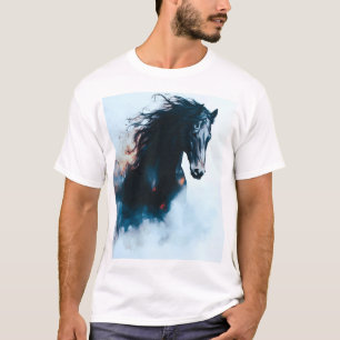 T-shirt Portrait minimaliste de cheval noir de course