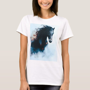 T-shirt Portrait minimaliste de cheval noir de course