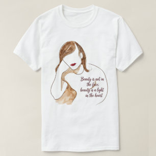 T-shirt Portrait Minimaliste Élégant avec Citation