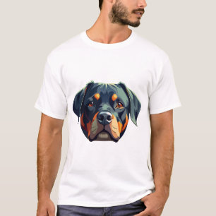 T-shirt Portrait Moderne de Rottweiler � Style Vectoriel G