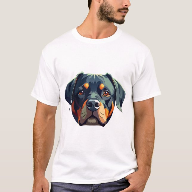 T-shirt Portrait Moderne de Rottweiler � Style Vectoriel G (Devant)