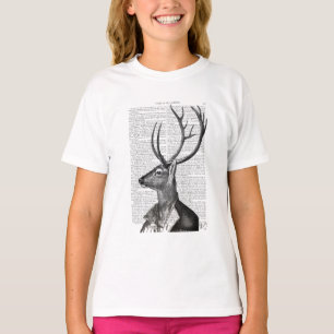 T-shirt Portrait noir et blanc de cerfs