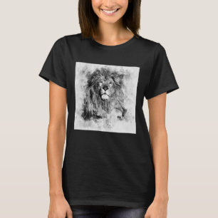 T-shirt Portrait noir et blanc du lion mâle