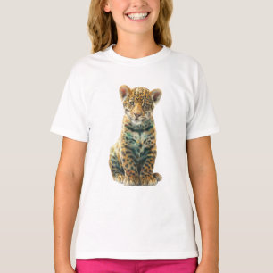 T-shirt Portrait numérique artistique de jeune jaguar au g