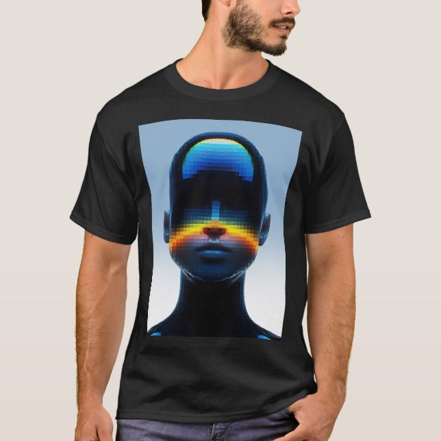 T-shirt Portrait Pixel Art Futuriste (Devant)