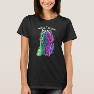 T-shirt Portrait Pop coloré Basset Hound Chien Maman Maman