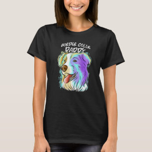 T-shirt Portrait Pop coloré Bordure Collie Chien Papa Père