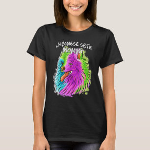 T-shirt Portrait Pop coloré Japonais Spitz Chien Maman Mam
