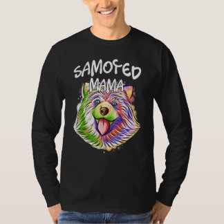 T-shirt Portrait Pop coloré Samoyed Chien Maman Maman Mama