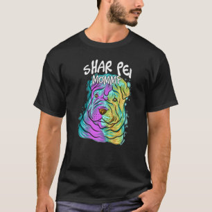 T-shirt Portrait Pop coloré Shar Pei Chien Maman Mère Da