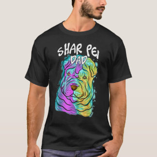 T-shirt Portrait Pop coloré Shar Pei Chien Papa Da Père