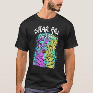 T-shirt Portrait Pop coloré Shar Pei Chien Papa Da Père