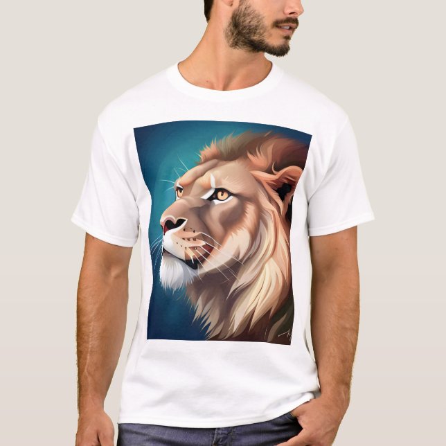 T-shirt Portrait Posé Côté Lion-56557 (Devant)
